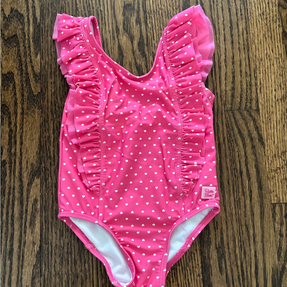 Ruffle Butts Pink Heart Ruffle Swimsuit Size 2T